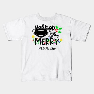 Masked And Merry LPN Christmas Kids T-Shirt